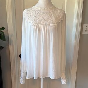 LOFT White Lace Detail Blouse